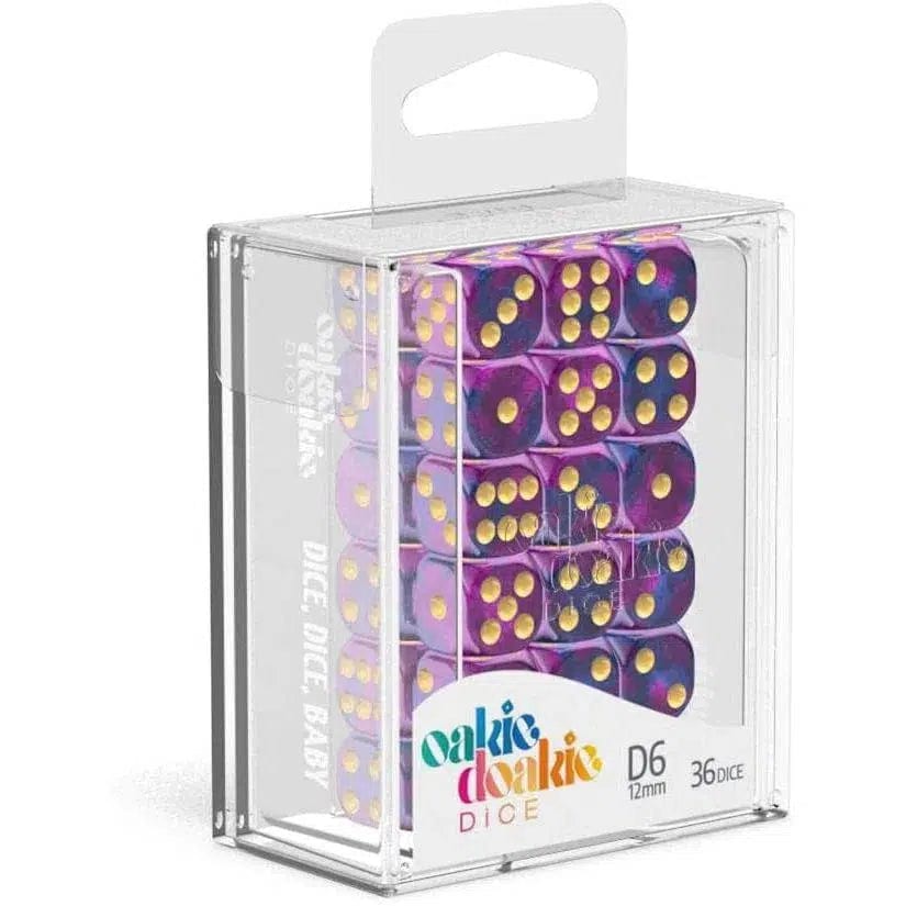 Amethyst-D6-Dice-Set-36-Dice-12mm-Purple-Blue-Oakie-Doakie-Dice Amethyst D6 Dice Set (36 Dice, 12mm, Purple & Blue) - Oakie Doakie Dice - Image 1