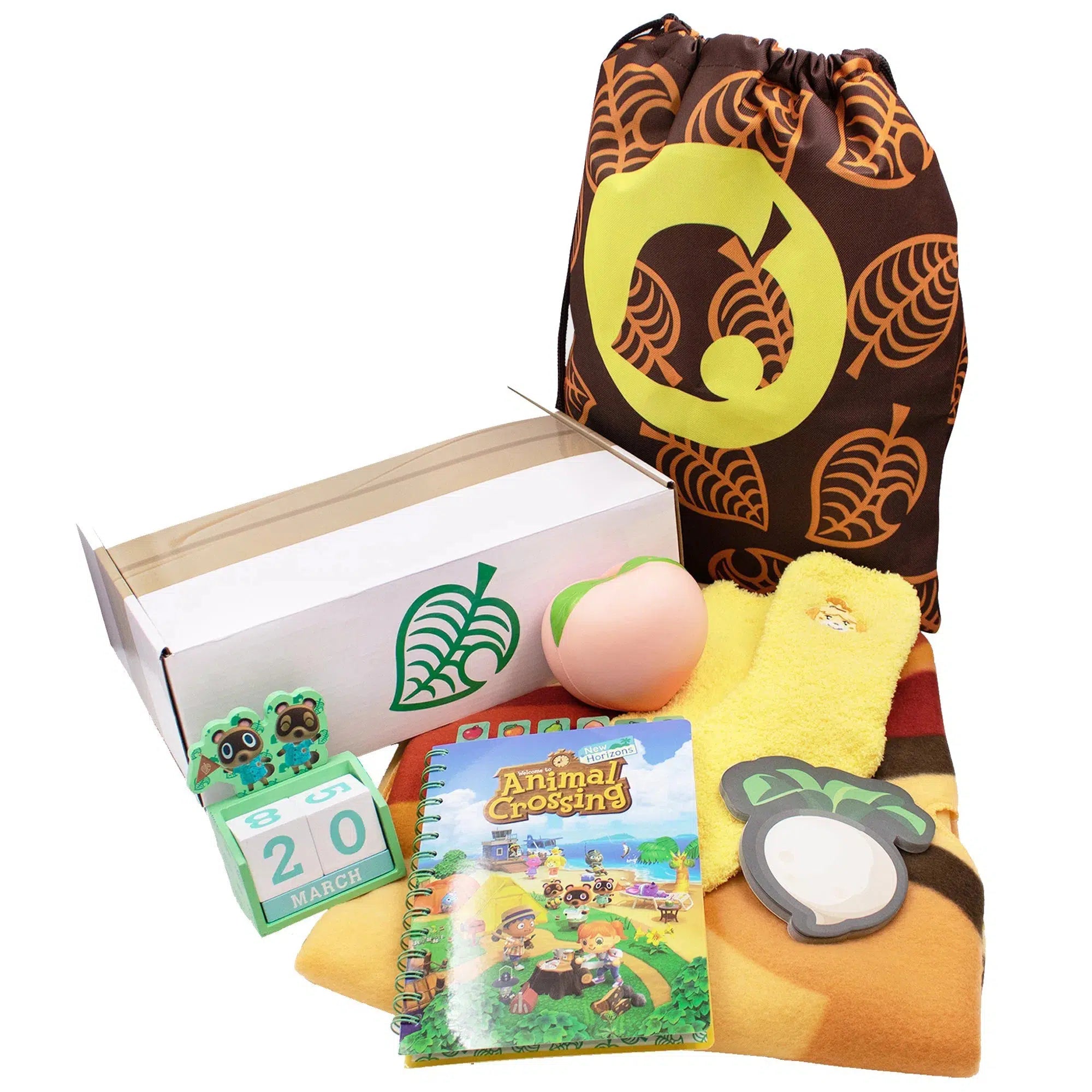 Animal-Crossing-New-Horizons-Collectors-Gift-Box-Set-Culturefly-Wooden-Block-Calendar-Throw-Blanket-Notebook-Socks-Sticky-Notes-Stress-Ball-Drawstring-Backpack Animal Crossing: New Horizons - Collector's Gift Box Set - Culturefly - Wooden Block Calendar, Throw Blanket, Notebook, Socks, Sticky Notes, Stress Ball, Drawstring Backpack - Image 1