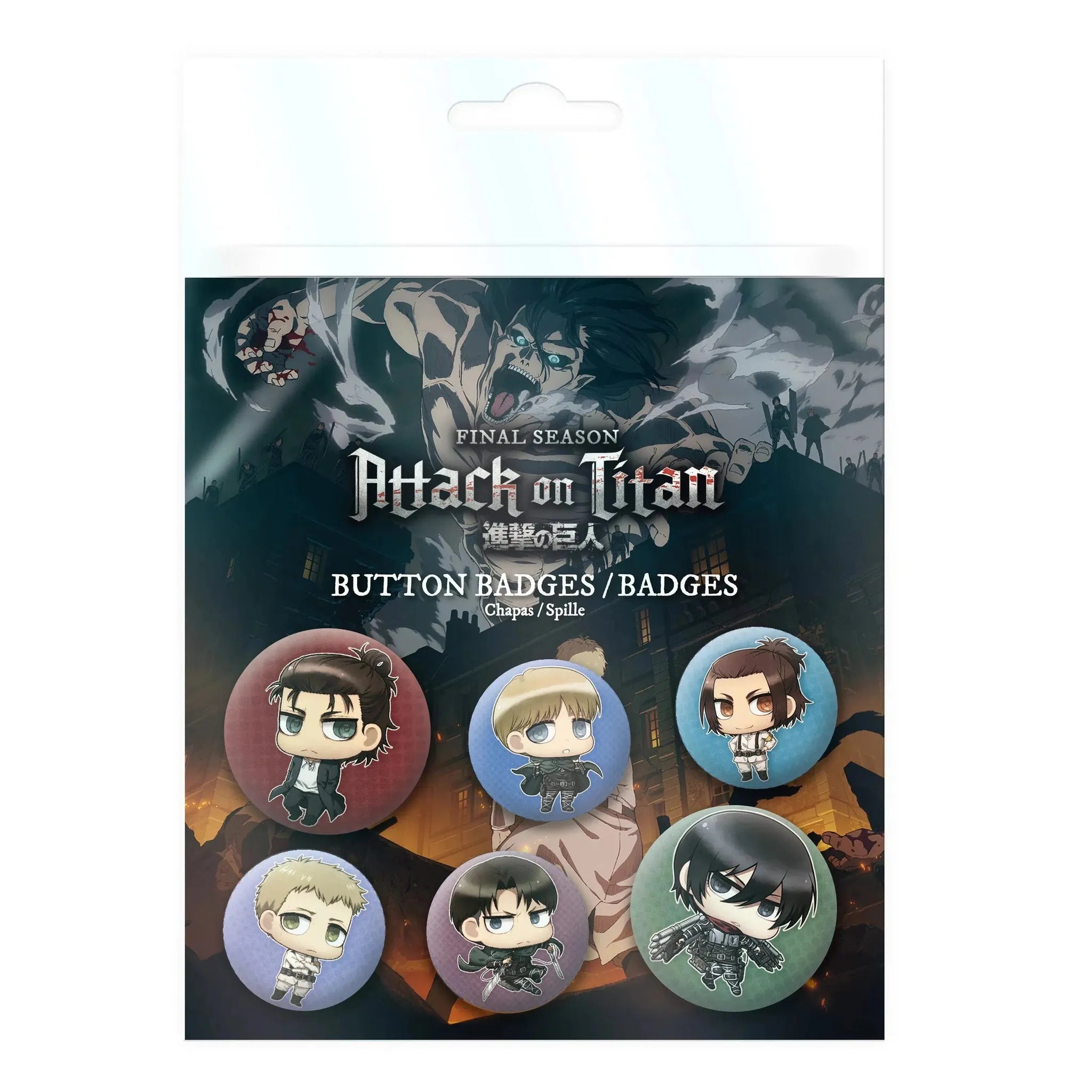 Attack-on-Titan-Chibi-Characters-Pin-Badge-Pack-ABYstyle Attack on Titan - Chibi Characters Pin Badge Pack - ABYstyle - Image 1