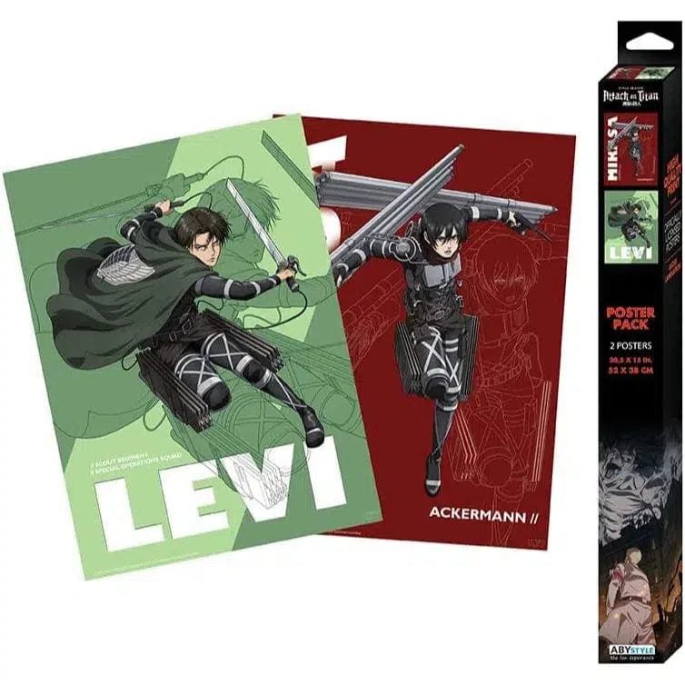 Attack-on-Titan-Levi-Mikasa-Boxed-Poster-Set-20_5x15-ABYstyle-Series-1 Attack on Titan - Levi & Mikasa Boxed Poster Set (20.5"x15") - ABYstyle - Series 1 - Image 1