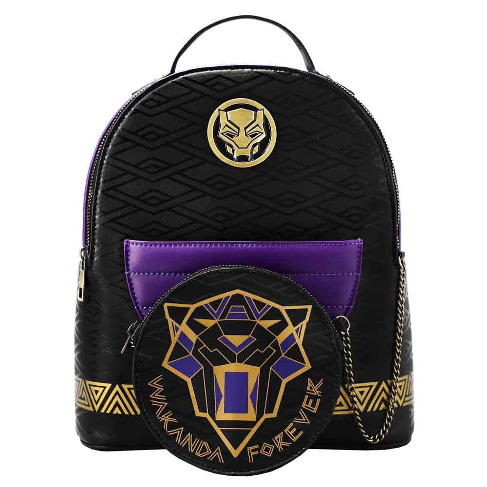 Black-Panther-Wakanda-Forever-Mini-Backpack-Coin-Purse-Bioworld Black Panther - Wakanda Forever Mini Backpack & Coin Purse - Bioworld - Image 1