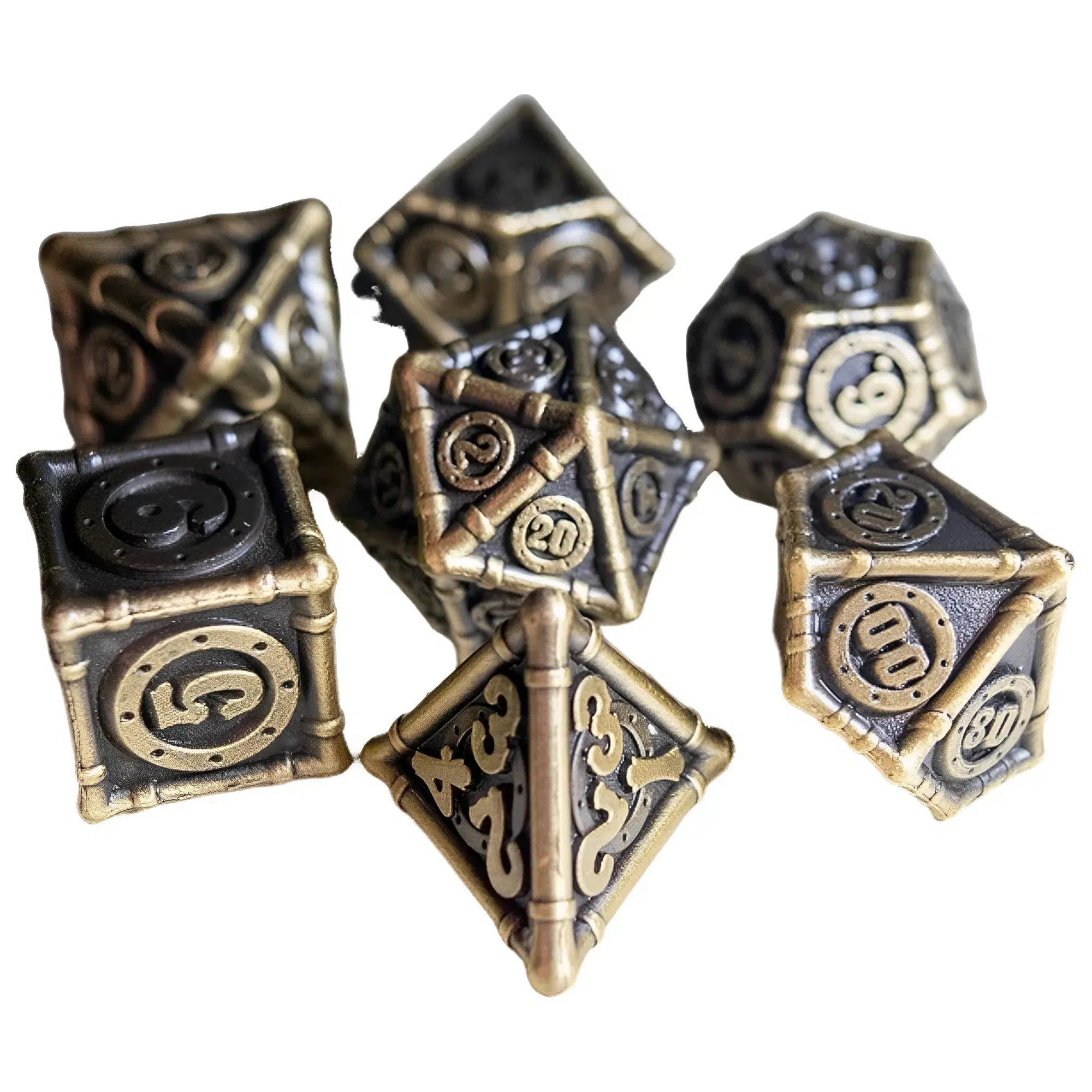 Brassworks-Steampunk-Dice-Set-7-Dice-Polyhedral-Game-Master-Dice Brassworks Steampunk Dice Set (7 Dice, Polyhedral) - Game Master Dice - Image 1