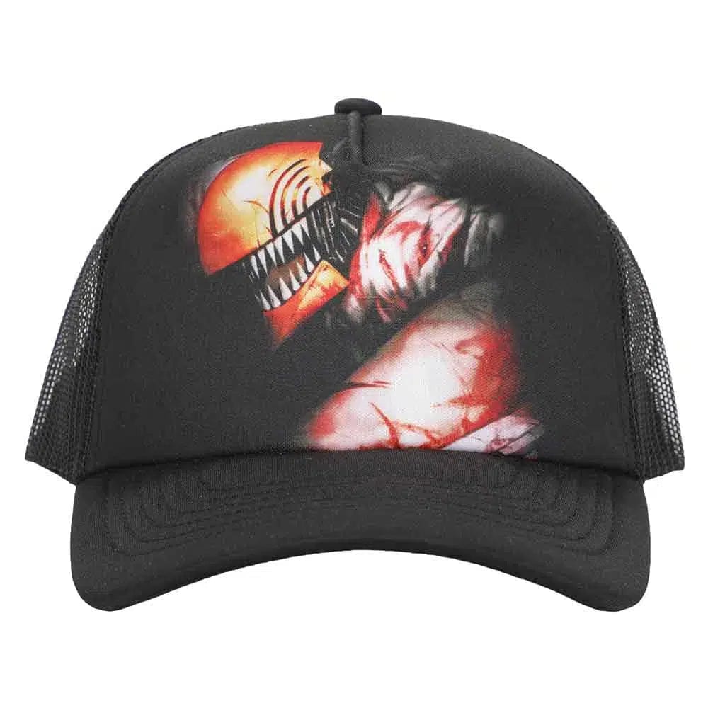 Chainsaw-Man-Denji-Trucker-Hat-Black-Sublimated-Bioworld Chainsaw Man - Denji Trucker Hat (Black, Sublimated) - Bioworld - Image 1