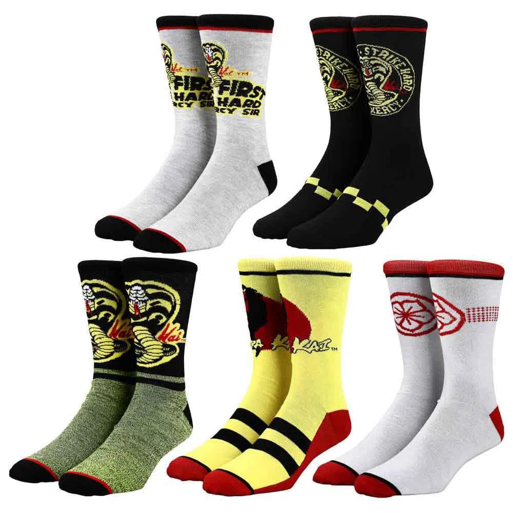 Cobra-Kai-Dojo-Symbol-Crew-Socks-5-Pair-Bioworld Cobra Kai - Dojo Symbol Crew Socks (5-Pair) - Bioworld - Image 1