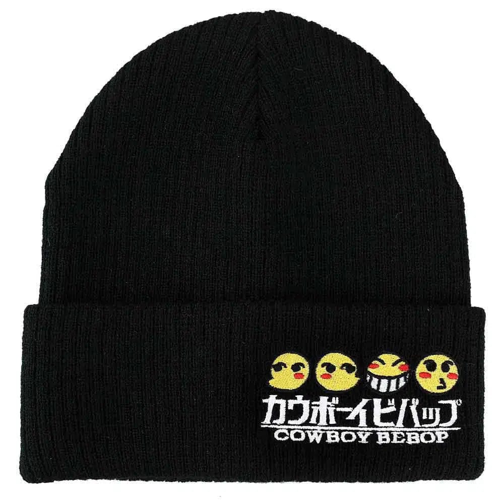 Cowboy-Bebop-Ed-Emojis-Anime-Logo-Beanie-Hat-Bioworld Cowboy Bebop - Ed Emojis & Anime Logo Beanie Hat - Bioworld - Image 1