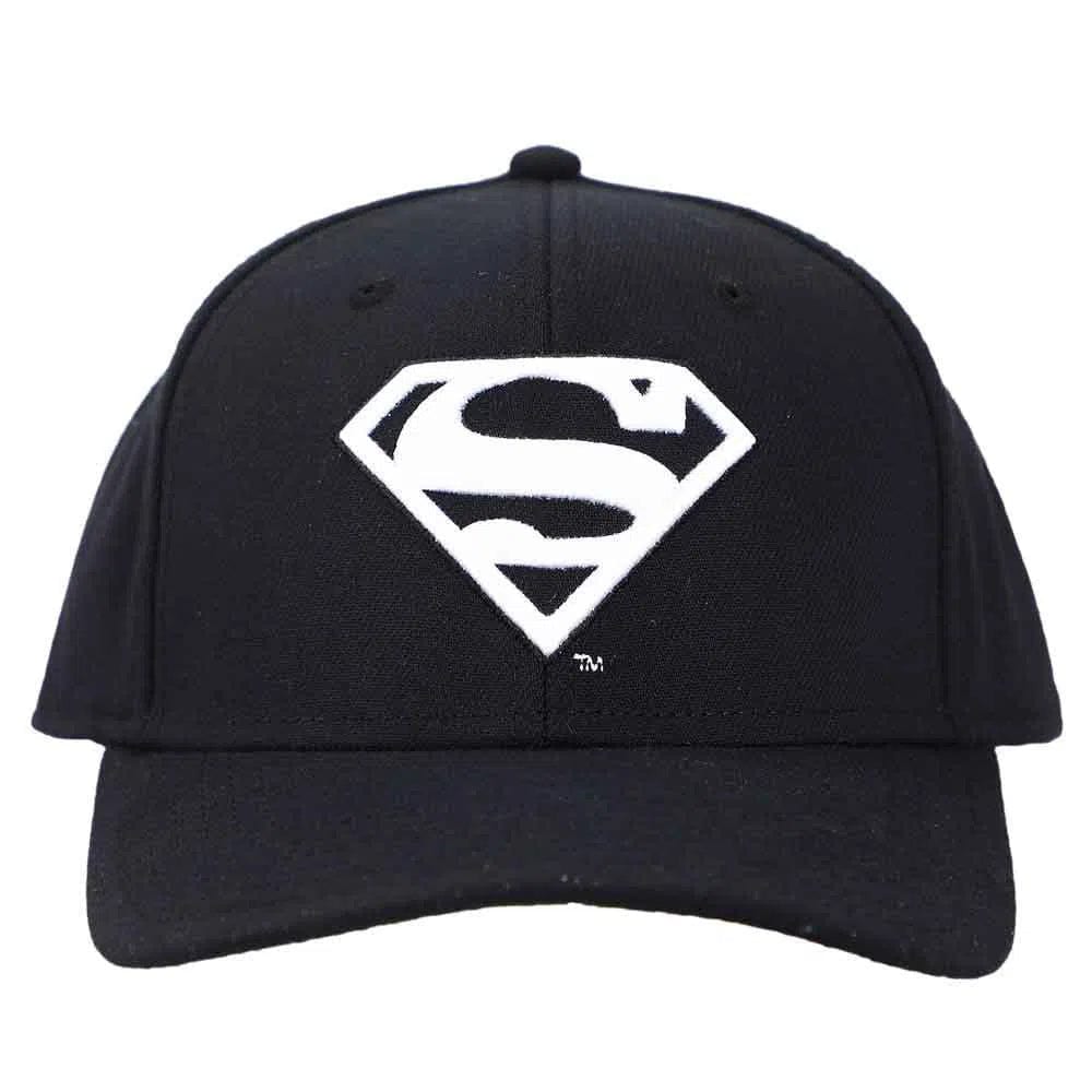 DC-Comics-Superman-Snapback-Hat-Black-White-Elite-Flex-Pre-Curved-Bill-Bioworld DC Comics: Superman - Snapback Hat (Black / White, Elite Flex, Pre-Curved Bill) - Bioworld - Image 1