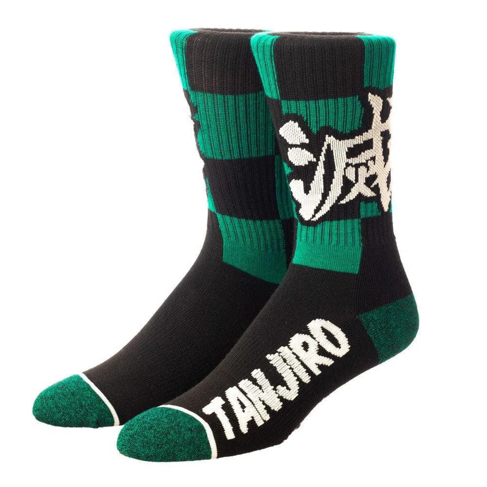 Demon-Slayer-Tanjiro-Crew-Socks-Bioworld Demon Slayer - "Tanjiro" Crew Socks - Bioworld - Image 1