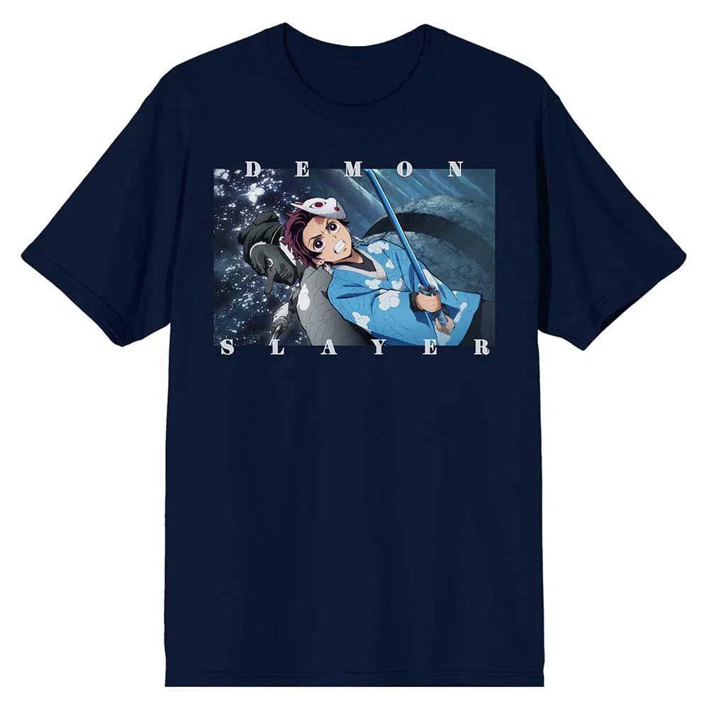 Demon-Slayer-Tanjiro-T-Shirt-Blue-Unisex-Bioworld Demon Slayer - Tanjiro T-Shirt (Blue, Unisex) - Bioworld - Image 1