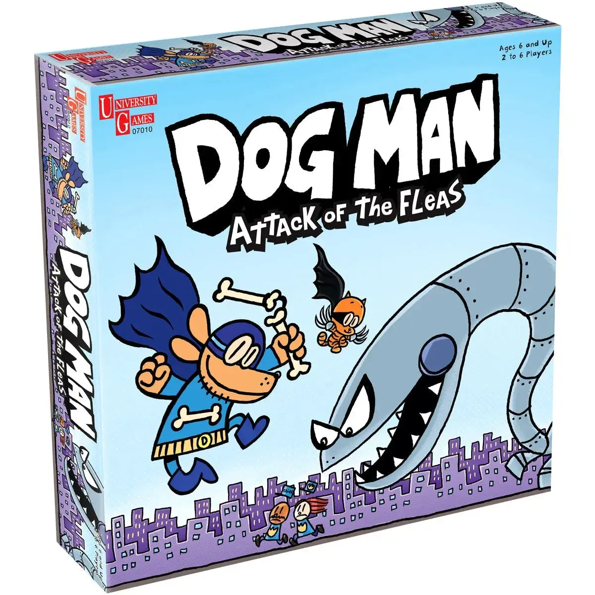 Dog-Man-Attack-of-the-Fleas-Cooperative-ActionAdventure-Board-Game-for-Family-Adults-and-Children-2-6-Players-Age-16-University-Games Dog Man: Attack of the Fleas - Cooperative Action/Adventure Board Game for Family, Adults, and Children (2-6 Players, Age 16+) - University Games - Image 1