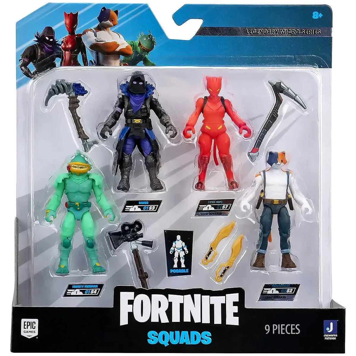 Fortnite-Raven-Red-Lynx-Moisty-Merman-Meowscles-Action-Figure-Set-2_5-Jazwares-Squads-Series Fortnite - Raven, Red Lynx, Moisty Merman & Meowscles Action Figure Set (2.5") - Jazwares - Squads Series - Image 1