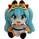Hatsune Miku x Garfield - Sitting Hatsune Miku in Garfield Outfit Plush (10") - Youtooz