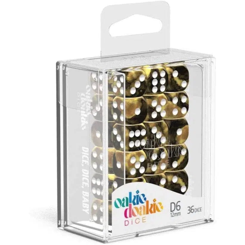Hornet-D6-Dice-Set-36-Dice-12mm-Yellow-Black-Oakie-Doakie-Dice Hornet D6 Dice Set (36 Dice, 12mm, Yellow & Black) - Oakie Doakie Dice - Image 1