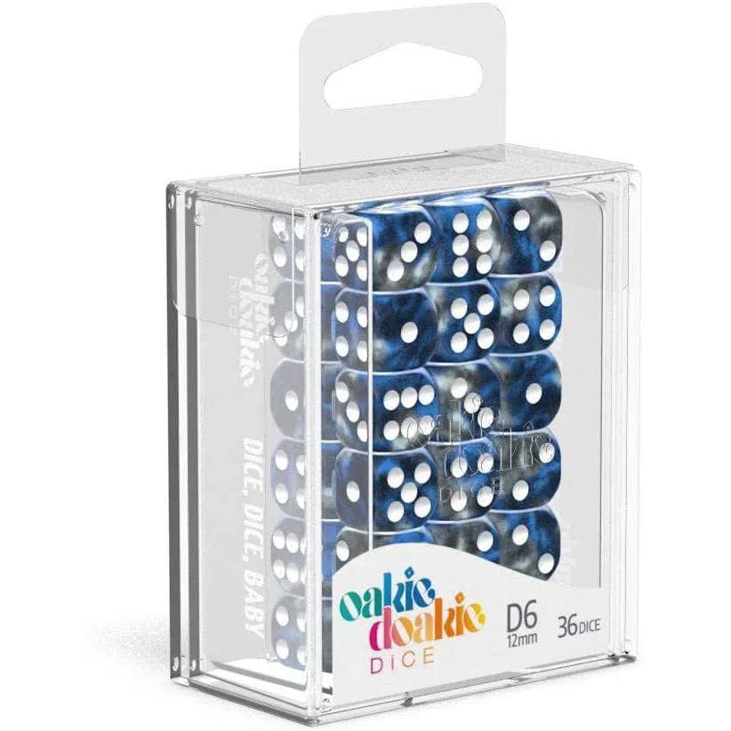 Liquid-Steel-D6-Dice-Set-36-Dice-12mm-Blue-Gray-Oakie-Doakie-Dice Liquid Steel D6 Dice Set (36 Dice, 12mm, Blue & Gray) - Oakie Doakie Dice - Image 1