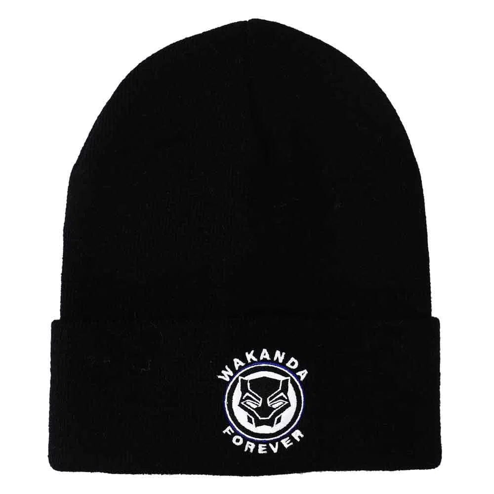Marvel-Black-Panther-Wakanda-Forever-Cuff-Beanie-Hat-Black-Bioworld Marvel: Black Panther - "Wakanda Forever" Cuff Beanie Hat (Black) - Bioworld - Image 1