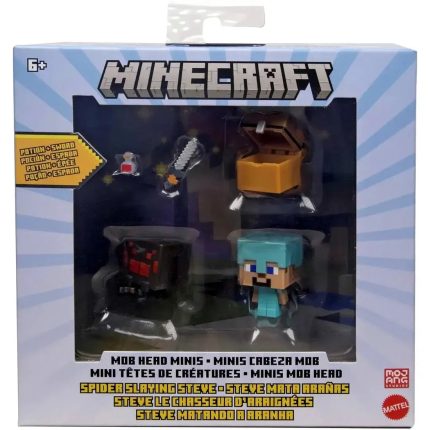 Minecraft - Spider Slaying Steve Mini Action Figure Set (1.5") - Mattel - Mob Head Minis Series