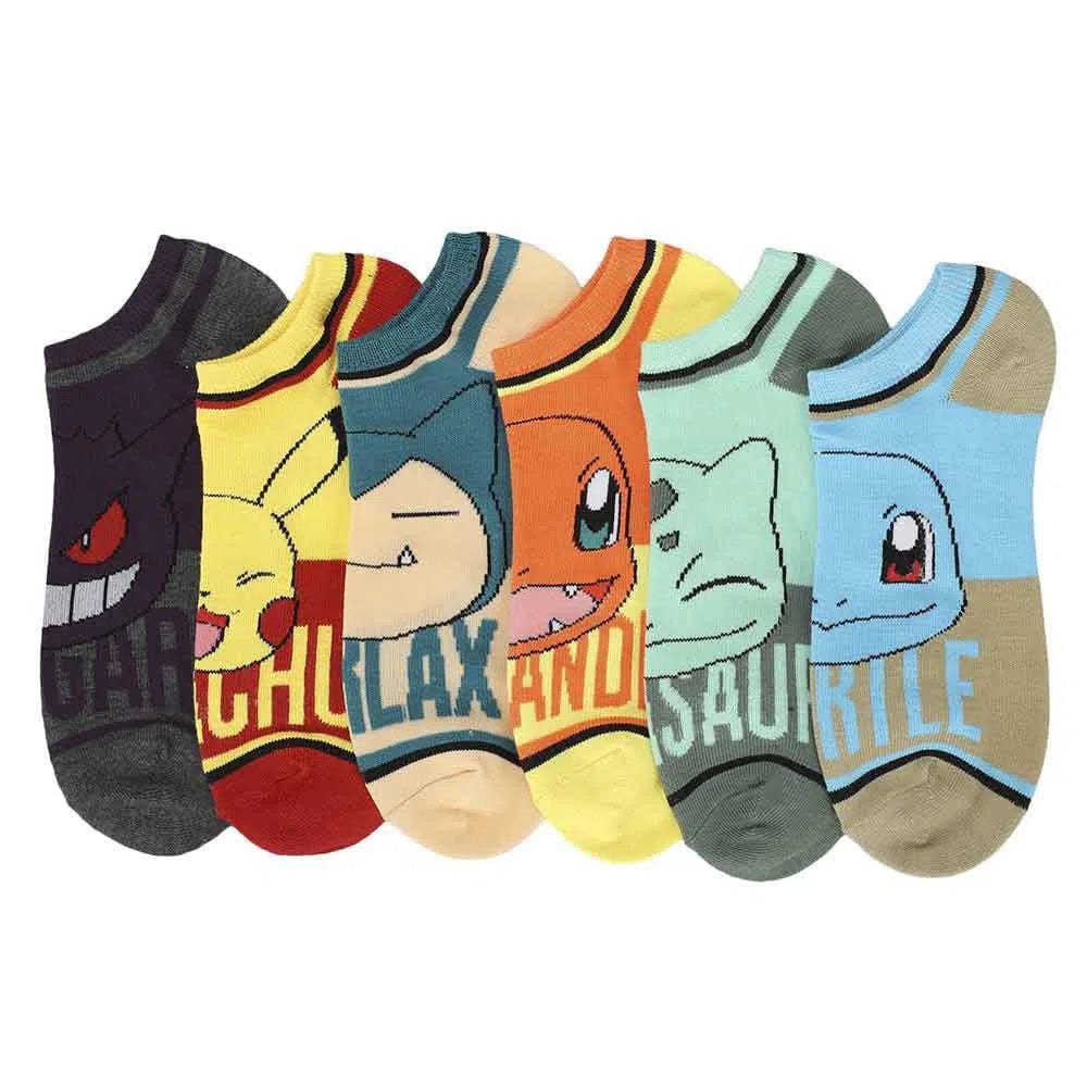 Pokemon-Character-Names-Ankle-Socks-6-Pairs-Bioworld Pokémon - Character Names Ankle Socks (6 Pairs) - Bioworld - Image 1