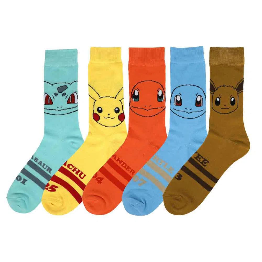 Pokemon-Characters-Crew-Socks-5-Pairs-Bioworld Pokémon - Characters Crew Socks (5 Pairs) - Bioworld - Image 1