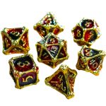 Red & Gold Dragon Bones Dice Set (7 Dice, Polyhedral) - Game Master Dice