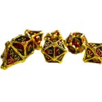Red & Gold Dragon Bones Dice Set (7 Dice, Polyhedral) - Game Master Dice - Image 2