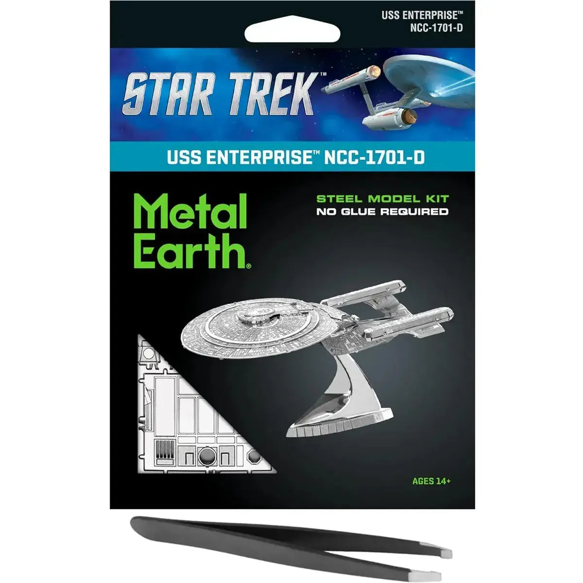 Star-Trek-The-Next-Generation-Unpainted-USS-Enterprise-NCC-1701-D-Ship-Figure-Model-Kit-Steel-Moderate-Difficulty-Fascinations-Metal-Earth-Series Star Trek: The Next Generation - Unpainted USS Enterprise NCC-1701-D Ship Figure Model Kit (Steel, Moderate Difficulty) - Fascinations - Metal Earth Series - Image 1
