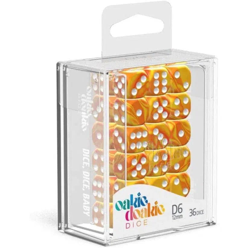 Sunstone-D6-Dice-Set-36-Dice-12mm-Yellow-Orange-Oakie-Doakie-Dice Sunstone D6 Dice Set (36 Dice, 12mm, Yellow & Orange) - Oakie Doakie Dice - Image 1