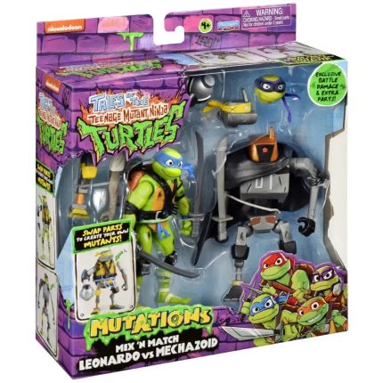 Tales Of The Teenage Mutant Ninja Turtles - Leonardo & Mechazoid Action Figure Set - Playmates Toys - Mutations: Mix 'N Match Series