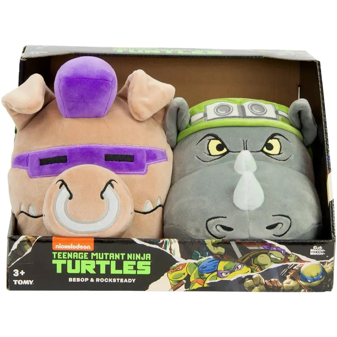 Teenage-Mutant-Ninja-Turtles-Bebop-Rocksteady-Heads-Plush-Gift-Set-9-Tomy-Club-Mocchi-Mocchi-Series Teenage Mutant Ninja Turtles - Bebop & Rocksteady Heads Plush Gift Set (9") - Tomy - Club Mocchi Mocchi Series - Image 1